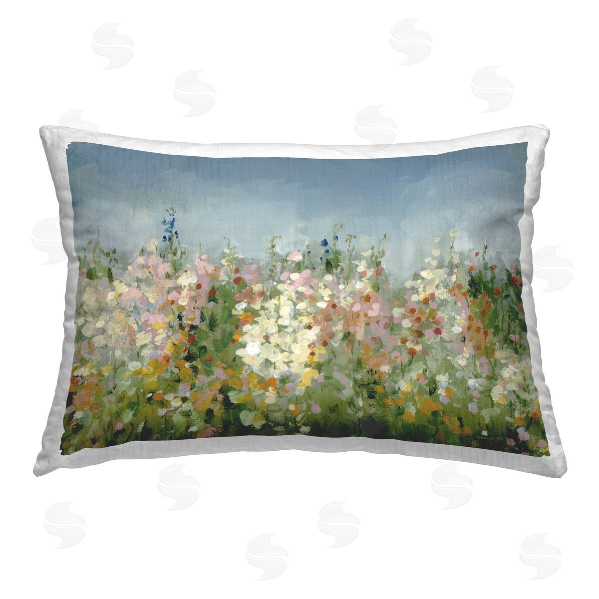 Danhui Nai Speckled Tranquil Field Printed Plush Polyester Throw Pillow