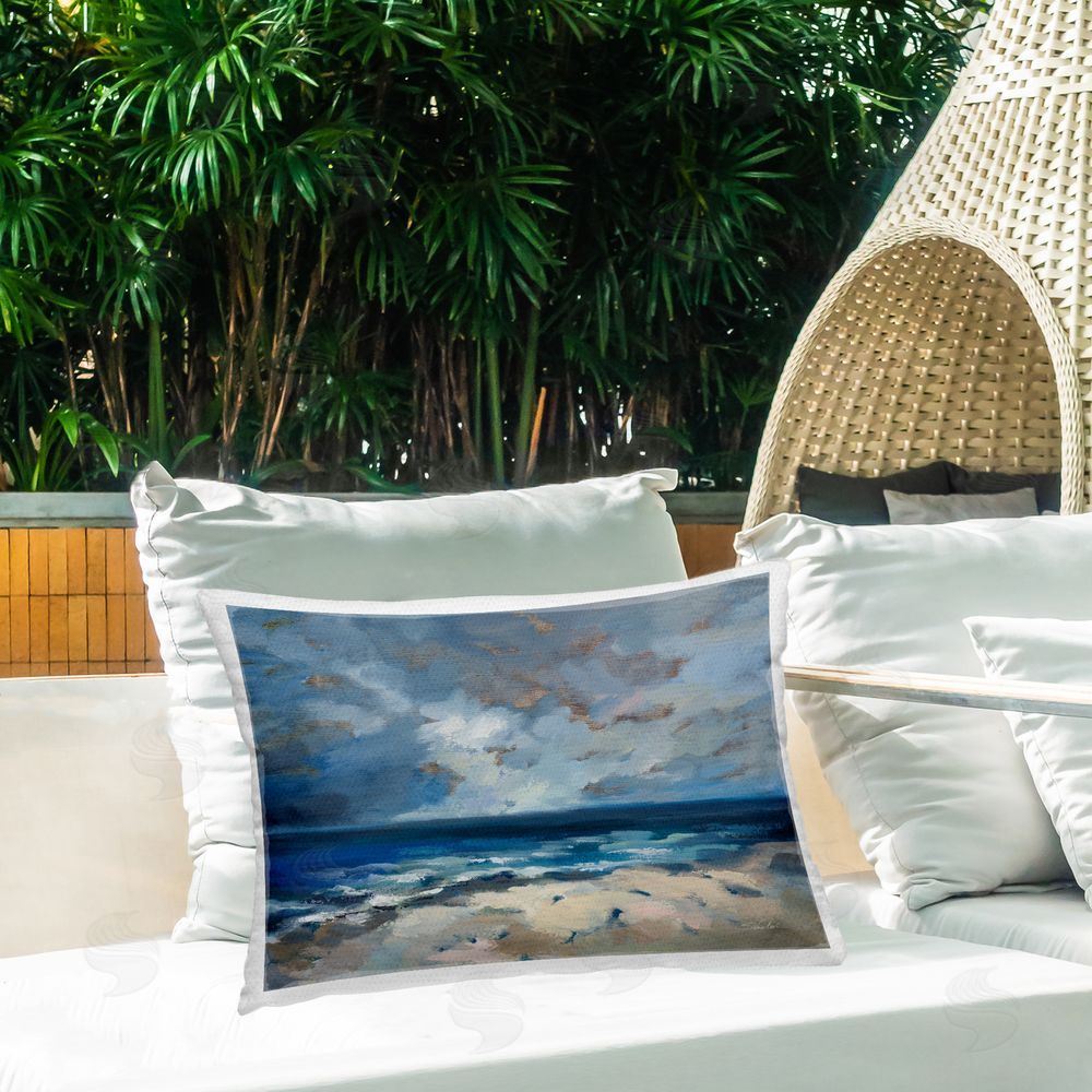 Silvia Vassileva Beach Before The Storm Outdoor Quick-Dry Polyester Printed Throw Pillow in Back Yard