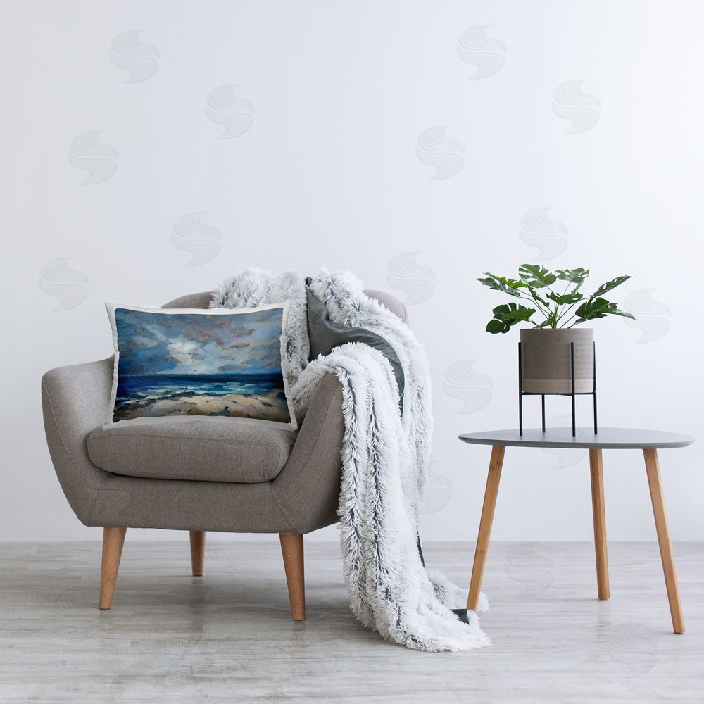Silvia Vassileva Beach Before The Storm Printed Plush Polyester Throw Pillow On Chair