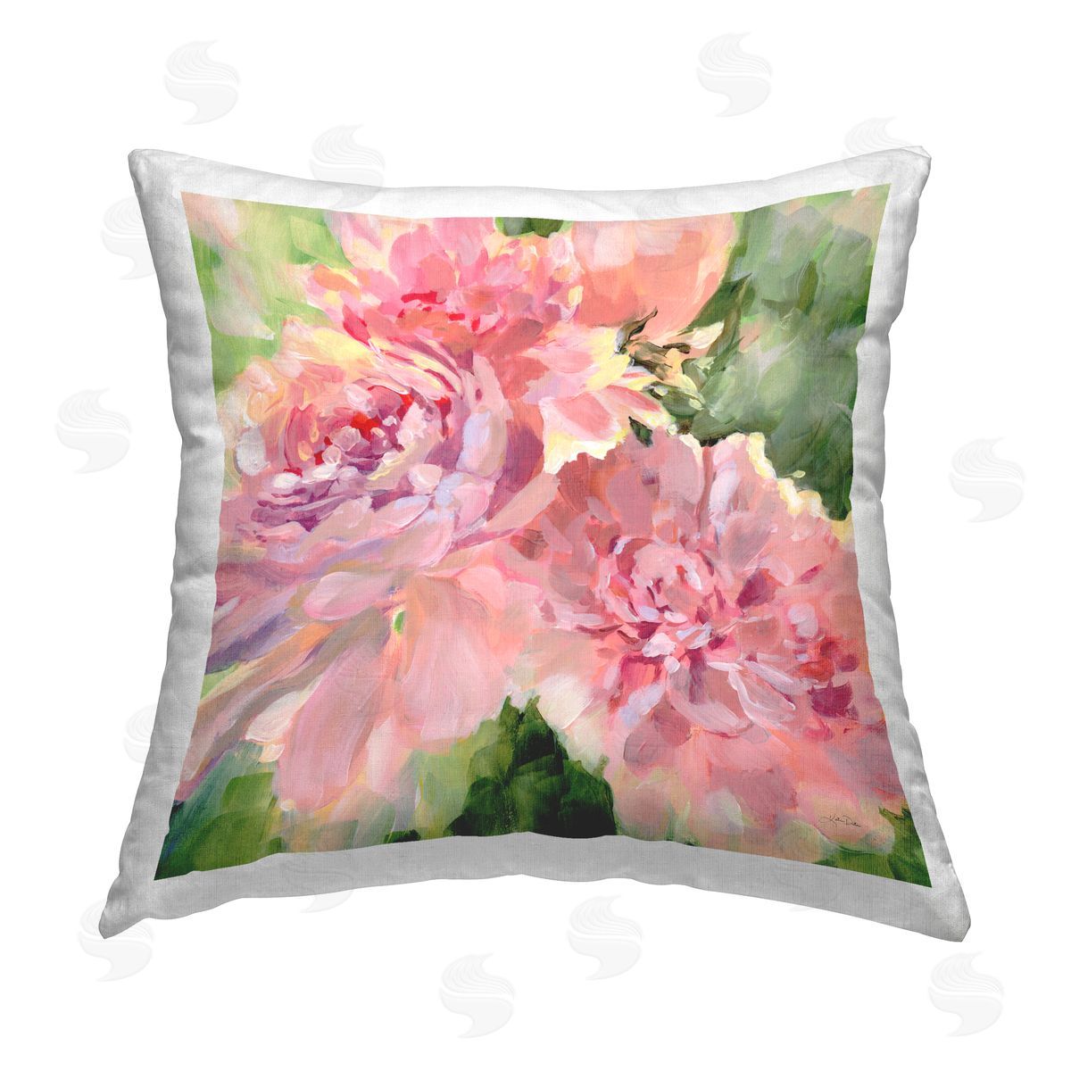Katrina Pete Flared Peony Petals Printed Plush Polyester Throw Pillow