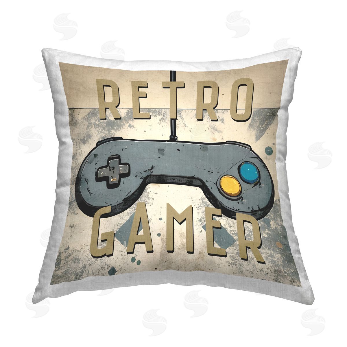 Kim Allen Retro Gamer Controller Printed Plush Polyester Throw Pillow