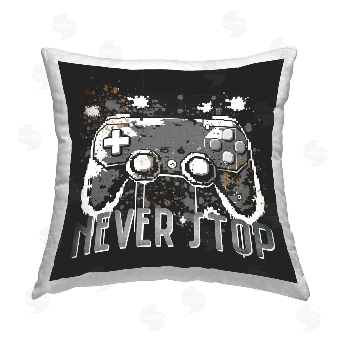 Kim Allen Never Stop Pixel Controller Printed Plush Polyester Throw Pillow