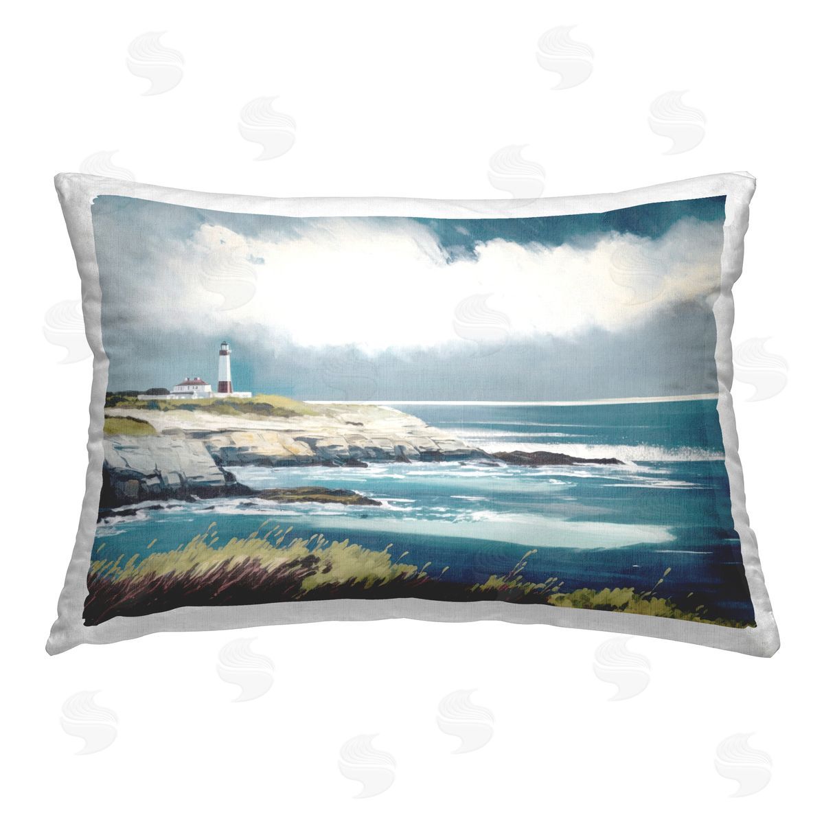 Svetlana Aleynikova Windswept Lighhouse Grasses Printed Plush Polyester Throw Pillow