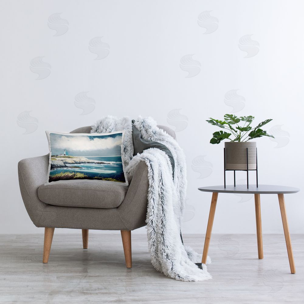 Svetlana Aleynikova Windswept Lighhouse Grasses Printed Plush Polyester Throw Pillow On Chair