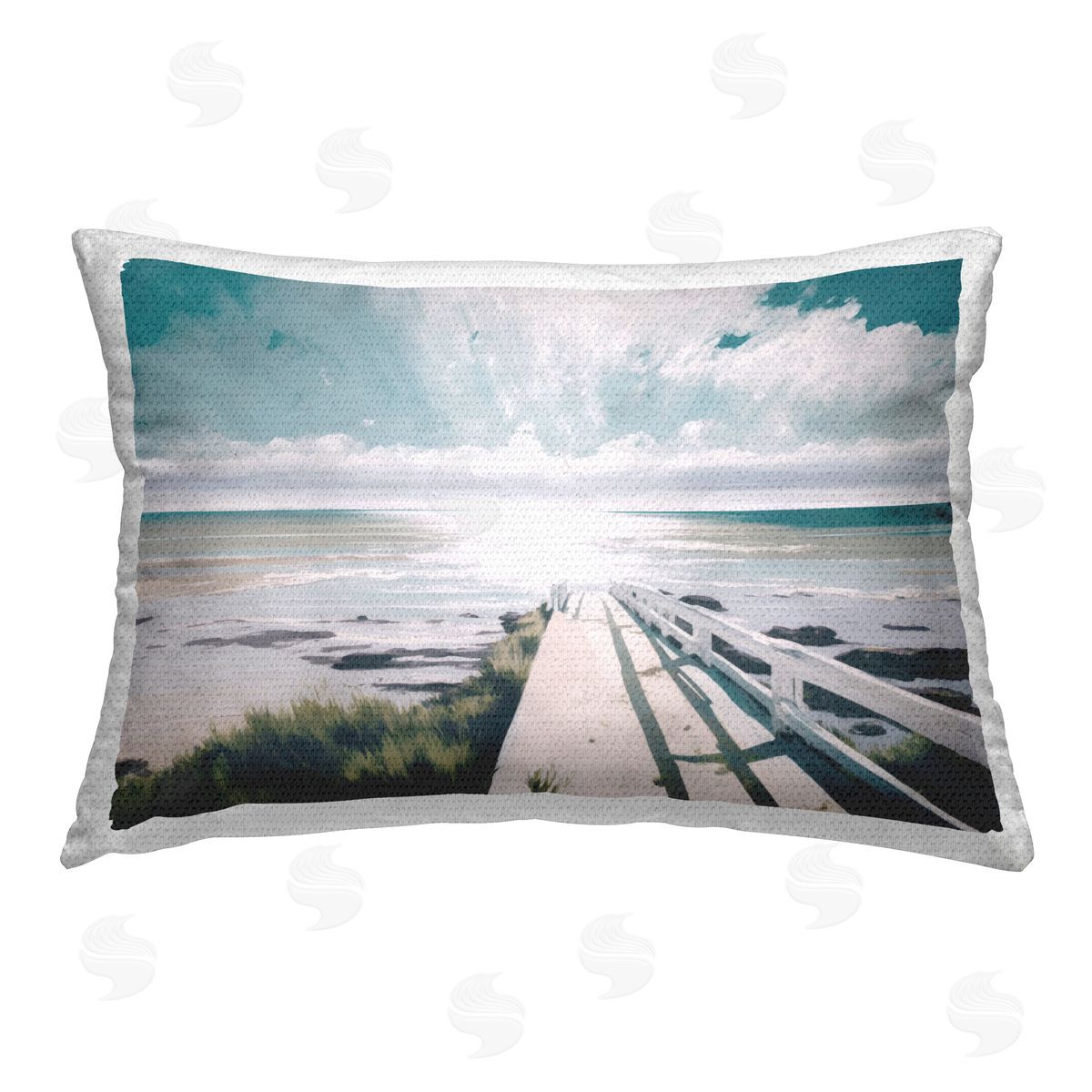 Svetlana Aleynikova White Bridge to Shore Outdoor Quick-Dry Polyester Printed Throw Pillow