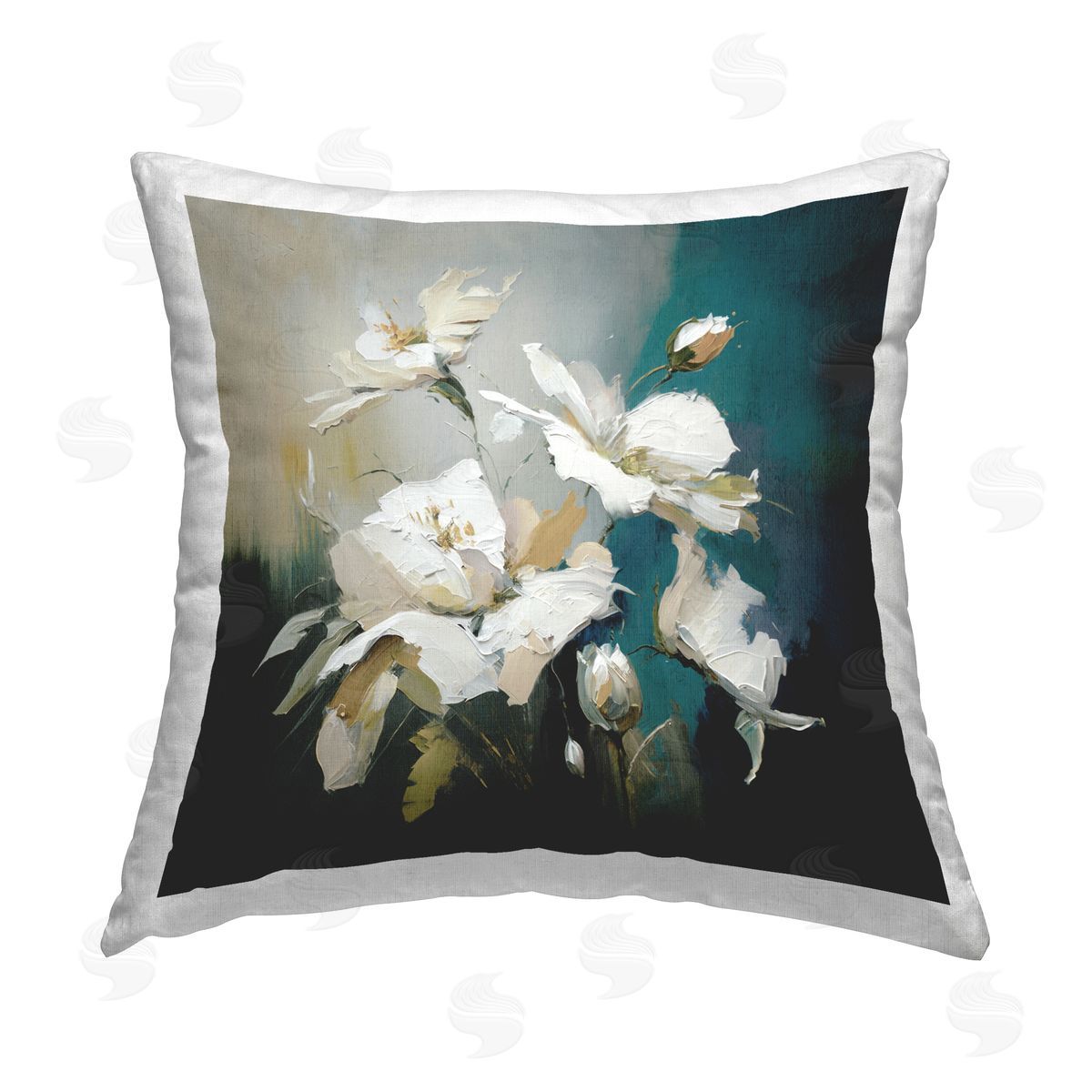 Svetlana Aleynikova Painterly Daubed Flowers Printed Plush Polyester Throw Pillow