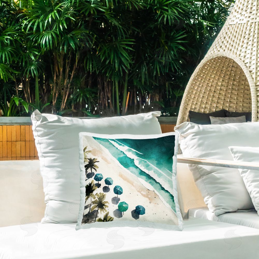 Svetlana Aleynikova Umbrella Lined Coast Outdoor Quick-Dry Polyester Printed Throw Pillow in Back Yard