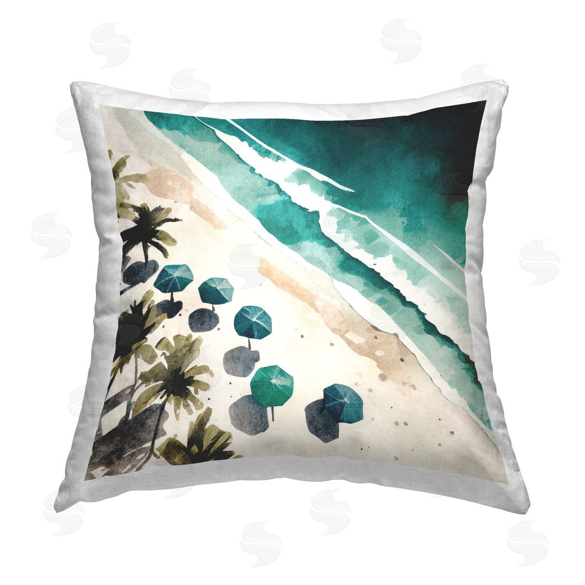 Svetlana Aleynikova Umbrella Lined Coast Printed Plush Polyester Throw Pillow