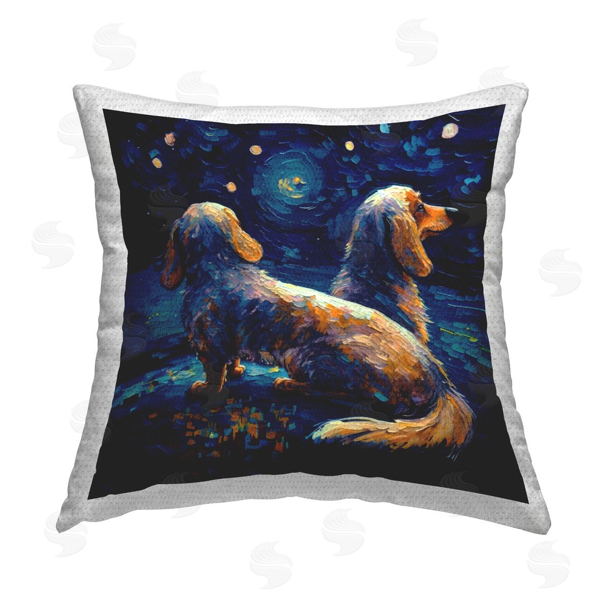 Svetlana Aleynikova Van Gogh Style Dogs Outdoor Quick-Dry Polyester Printed Throw Pillow