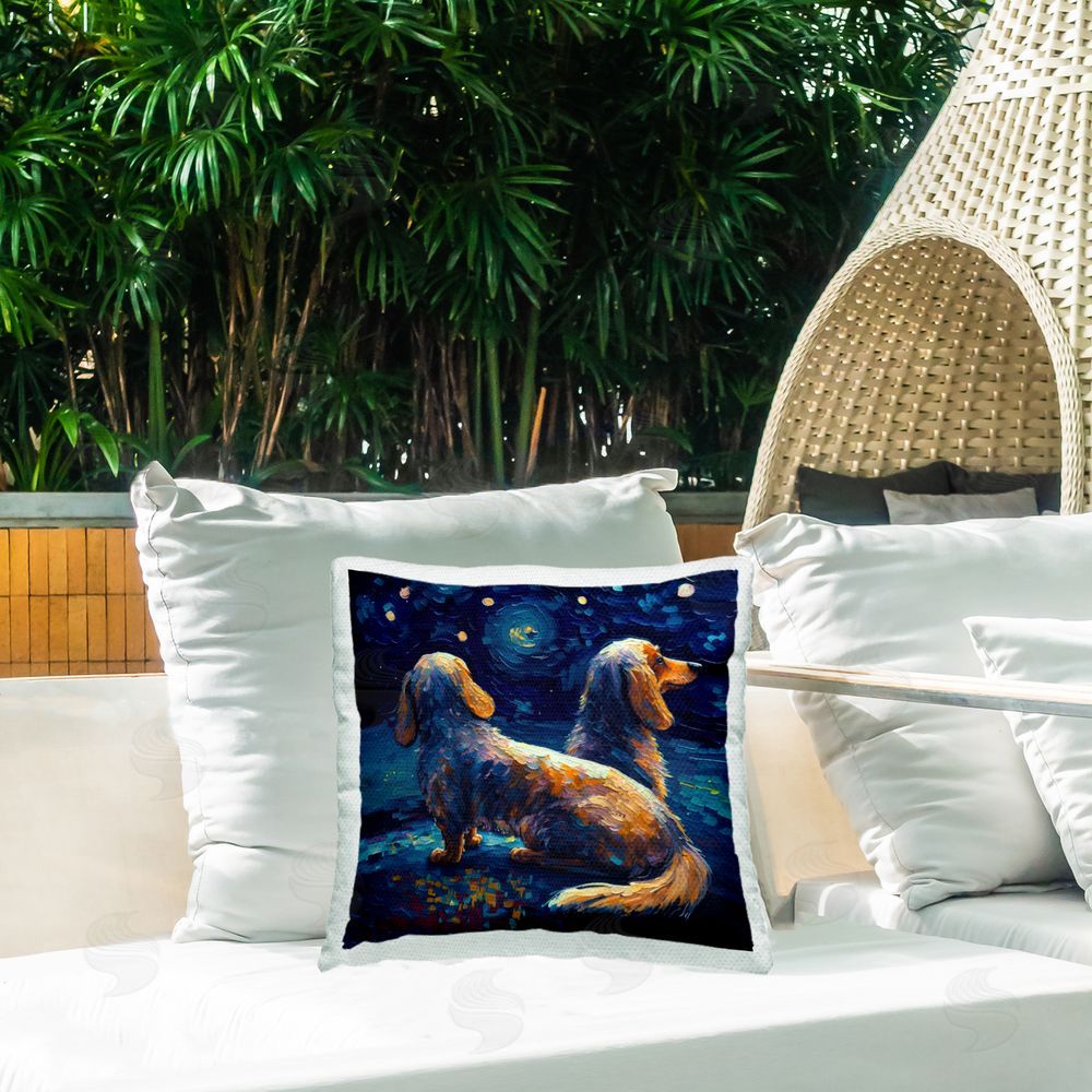 Svetlana Aleynikova Van Gogh Style Dogs Outdoor Quick-Dry Polyester Printed Throw Pillow in Back Yard