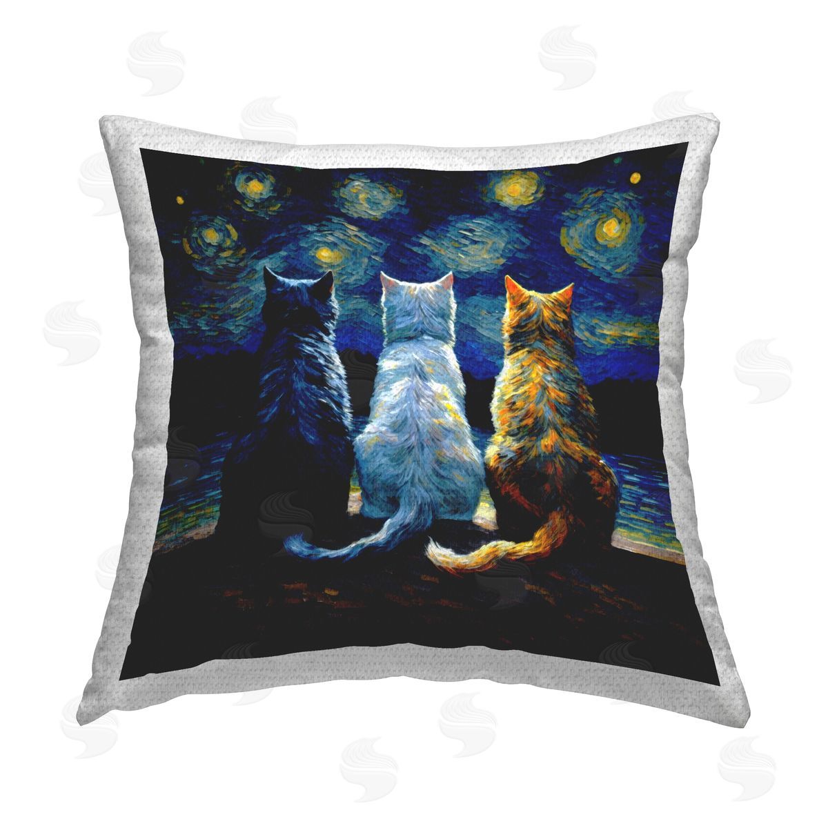 Svetlana Aleynikova Van Gogh Style Cats Outdoor Quick-Dry Polyester Printed Throw Pillow