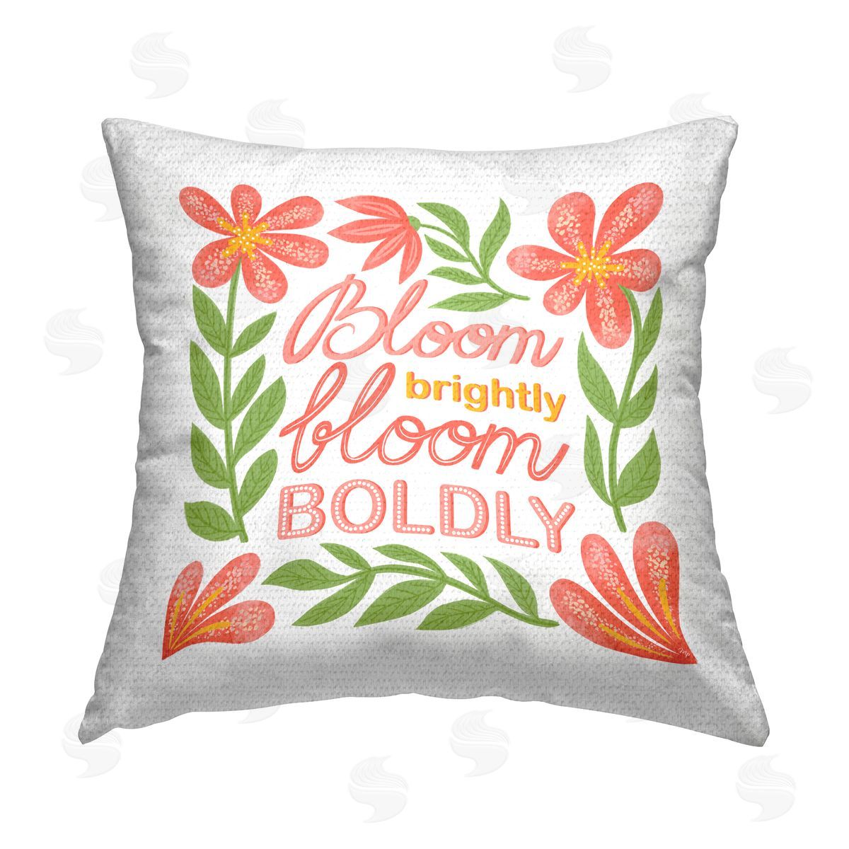 Martina Pavlova Bloom Brightly Flower Border Outdoor Quick-Dry Polyester Printed Throw Pillow