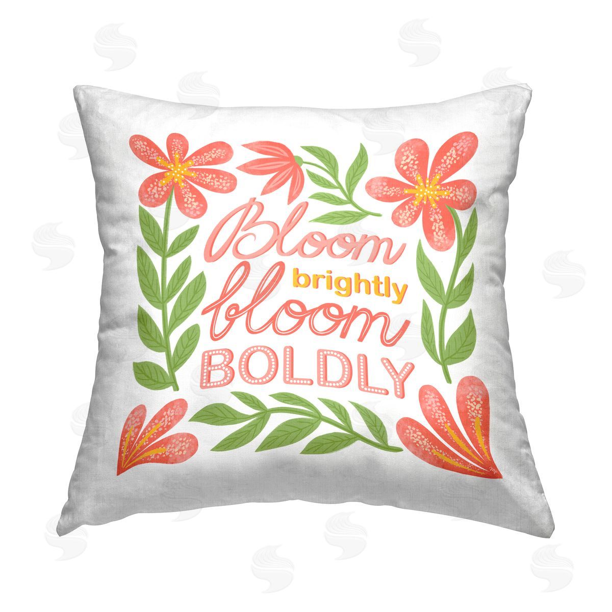 Martina Pavlova Bloom Brightly Flower Border Printed Plush Polyester Throw Pillow