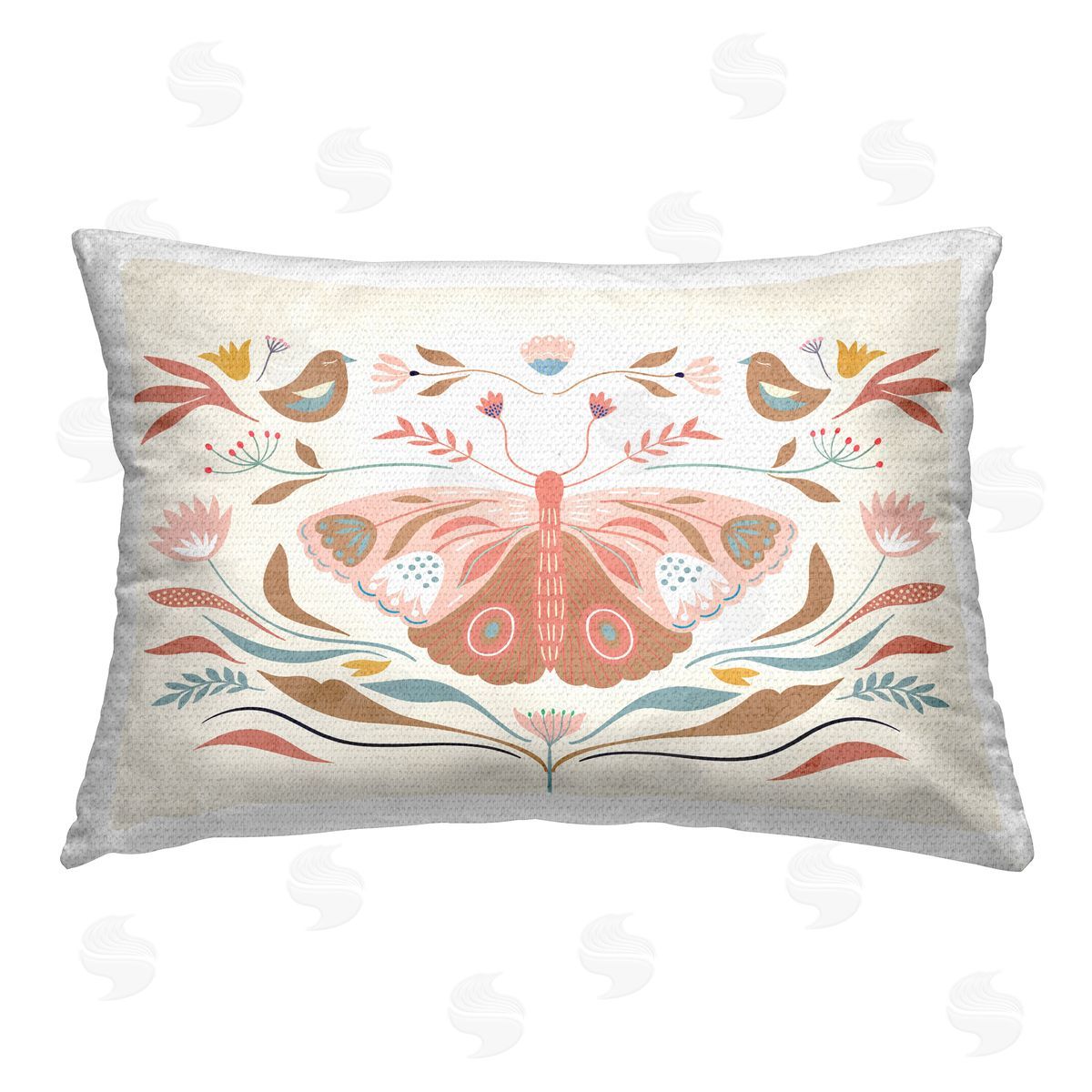 Kim Allen Boho Folk Moth Outdoor Quick-Dry Polyester Printed Throw Pillow