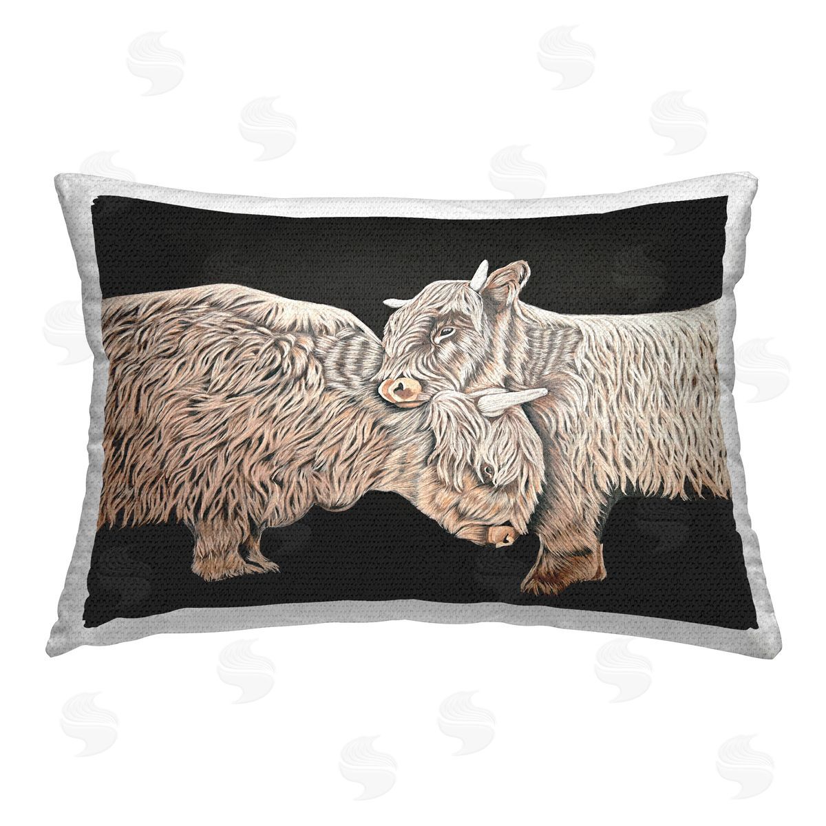 Ashley Justice Hugging Cattle on Black Outdoor Quick-Dry Polyester Printed Throw Pillow