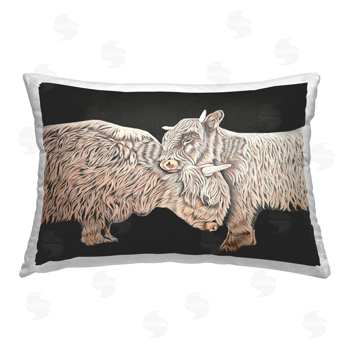 Ashley Justice Hugging Cattle on Black Printed Plush Polyester Throw Pillow
