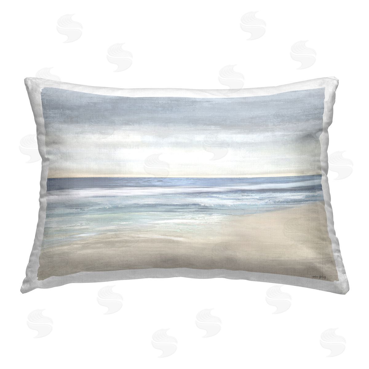 Amber Sterling Sublte Beach Ombre Printed Plush Polyester Throw Pillow