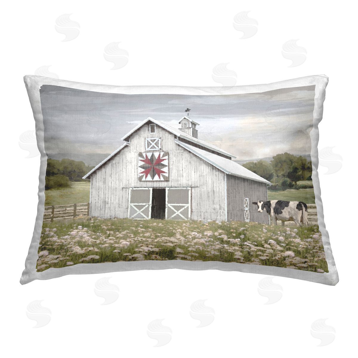 Amber Sterling Rustic Barn Meadow Printed Plush Polyester Throw Pillow