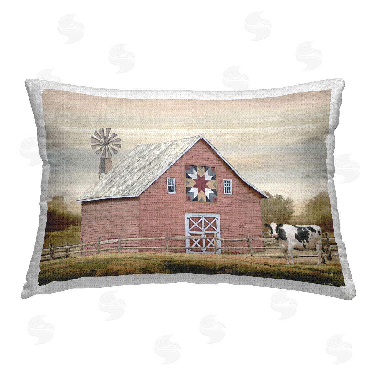 Amber Sterling Traditional Barn & Windmill Outdoor Quick-Dry Polyester Printed Throw Pillow
