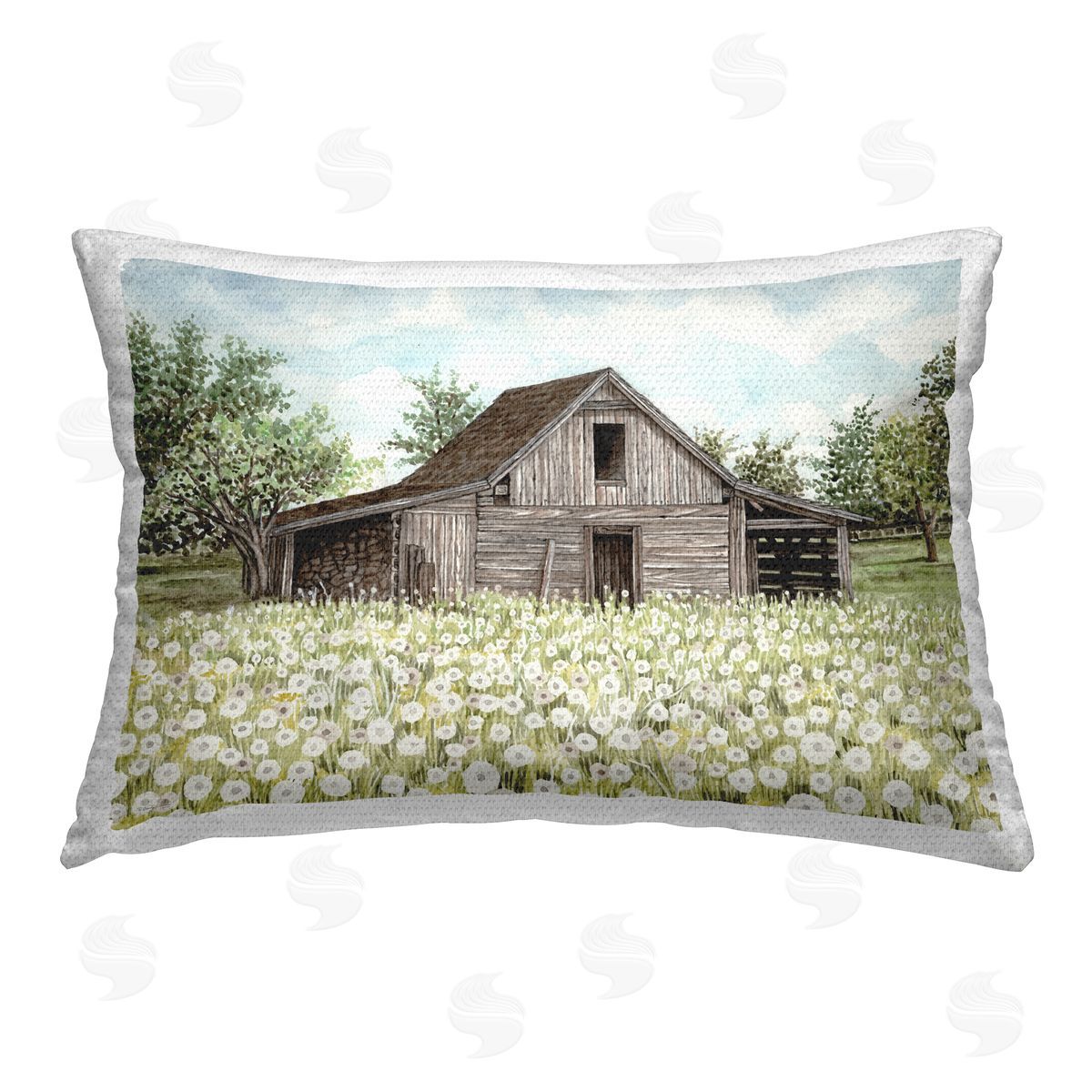 Cindy Jacobs White Poppy Farm Meadow Outdoor Quick-Dry Polyester Printed Throw Pillow