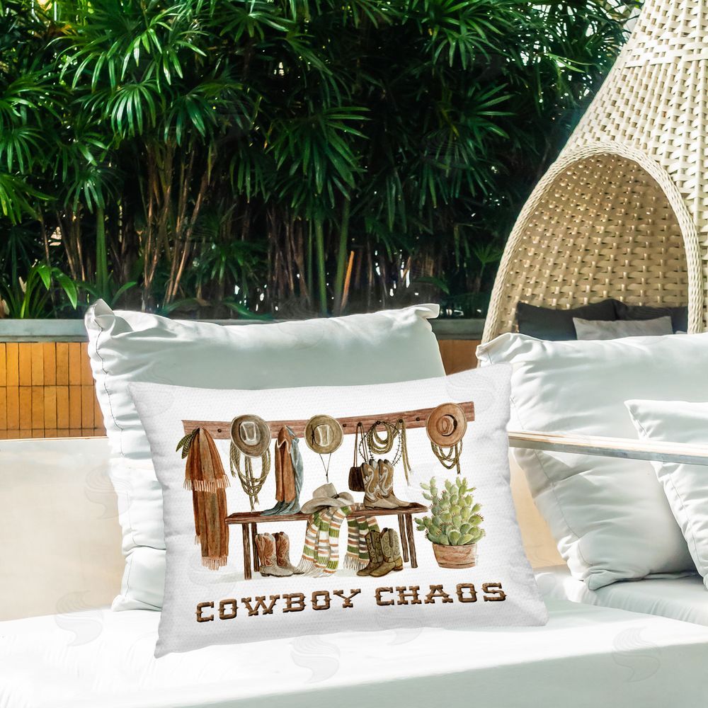 Cindy Jacobs Cowboy Chaos Accessories Outdoor Quick-Dry Polyester Printed Throw Pillow in Back Yard