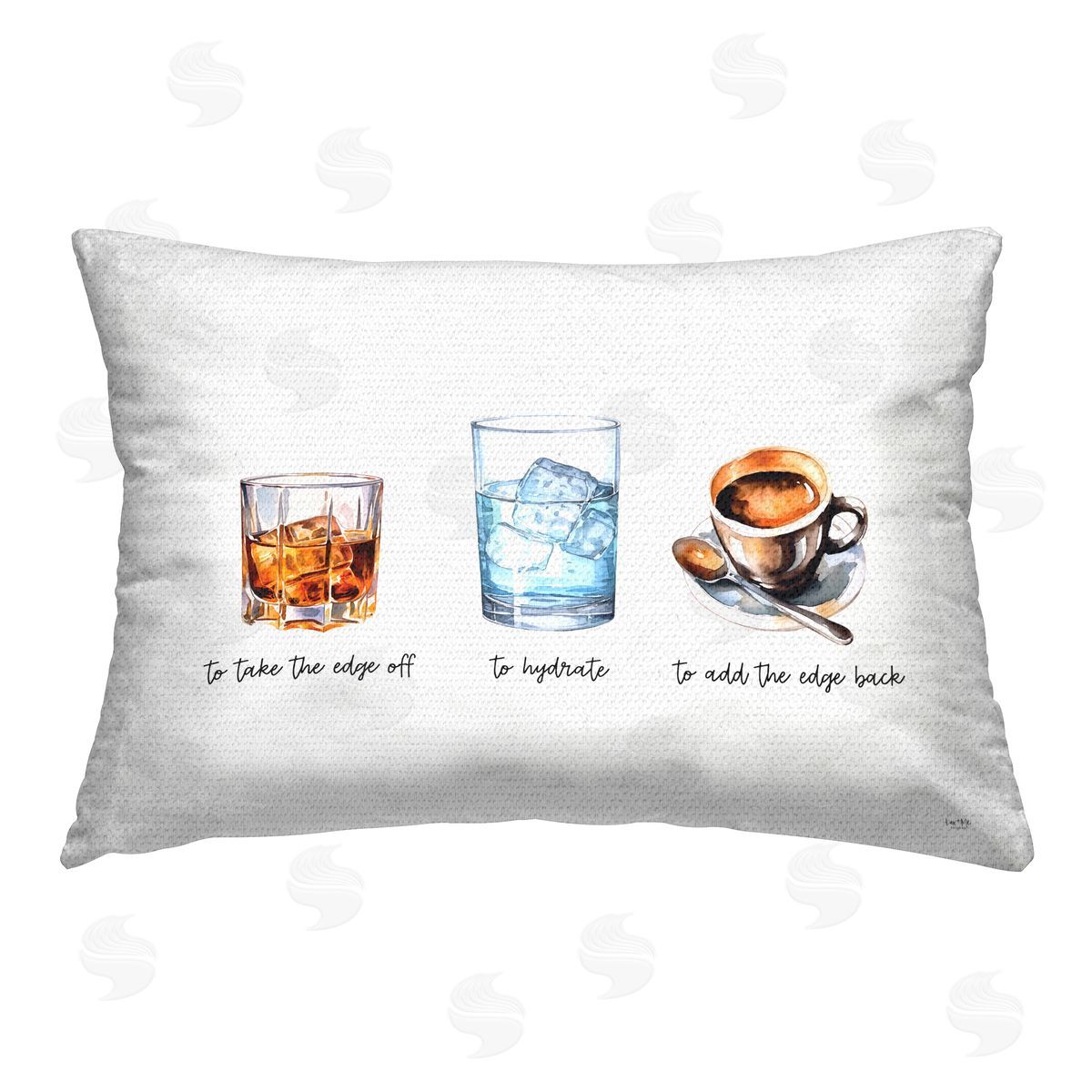 Lux + Me Designs Funny Whiskey & Coffee Outdoor Quick-Dry Polyester Printed Throw Pillow