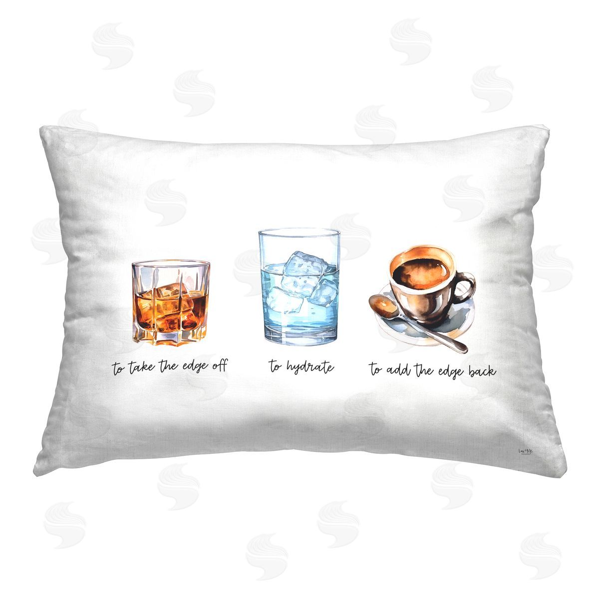 Lux + Me Designs Funny Whiskey & Coffee Printed Plush Polyester Throw Pillow