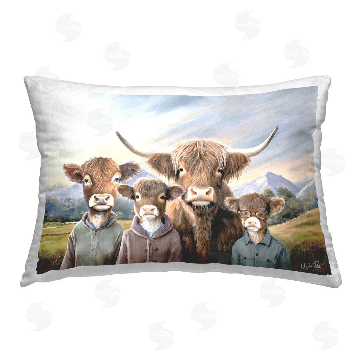 Marla Rae Cattle Family Portrait Printed Plush Polyester Throw Pillow