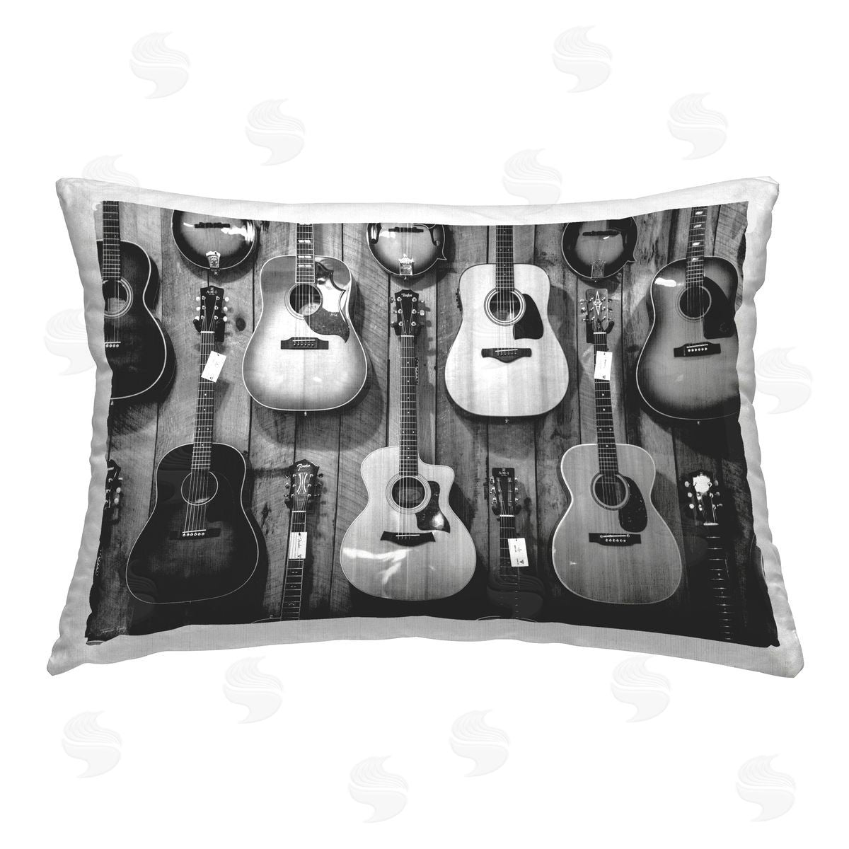 Jennifer Rigsby Acousitc Guitars Hanging Printed Plush Polyester Throw Pillow