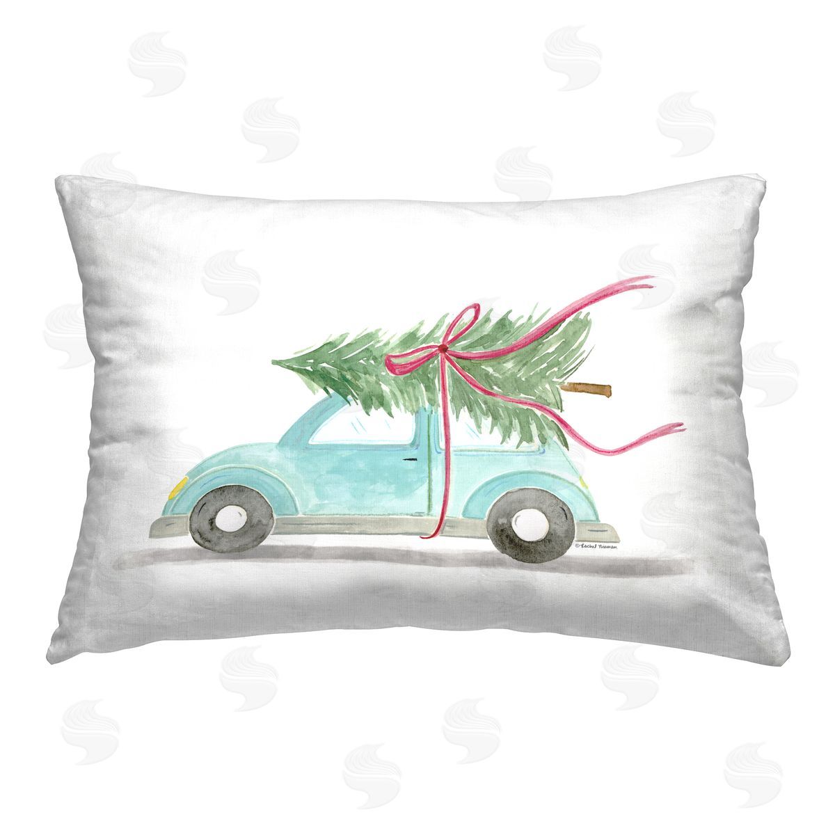 Rachel Nieman Windblown Tree on Car Printed Plush Polyester Throw Pillow
