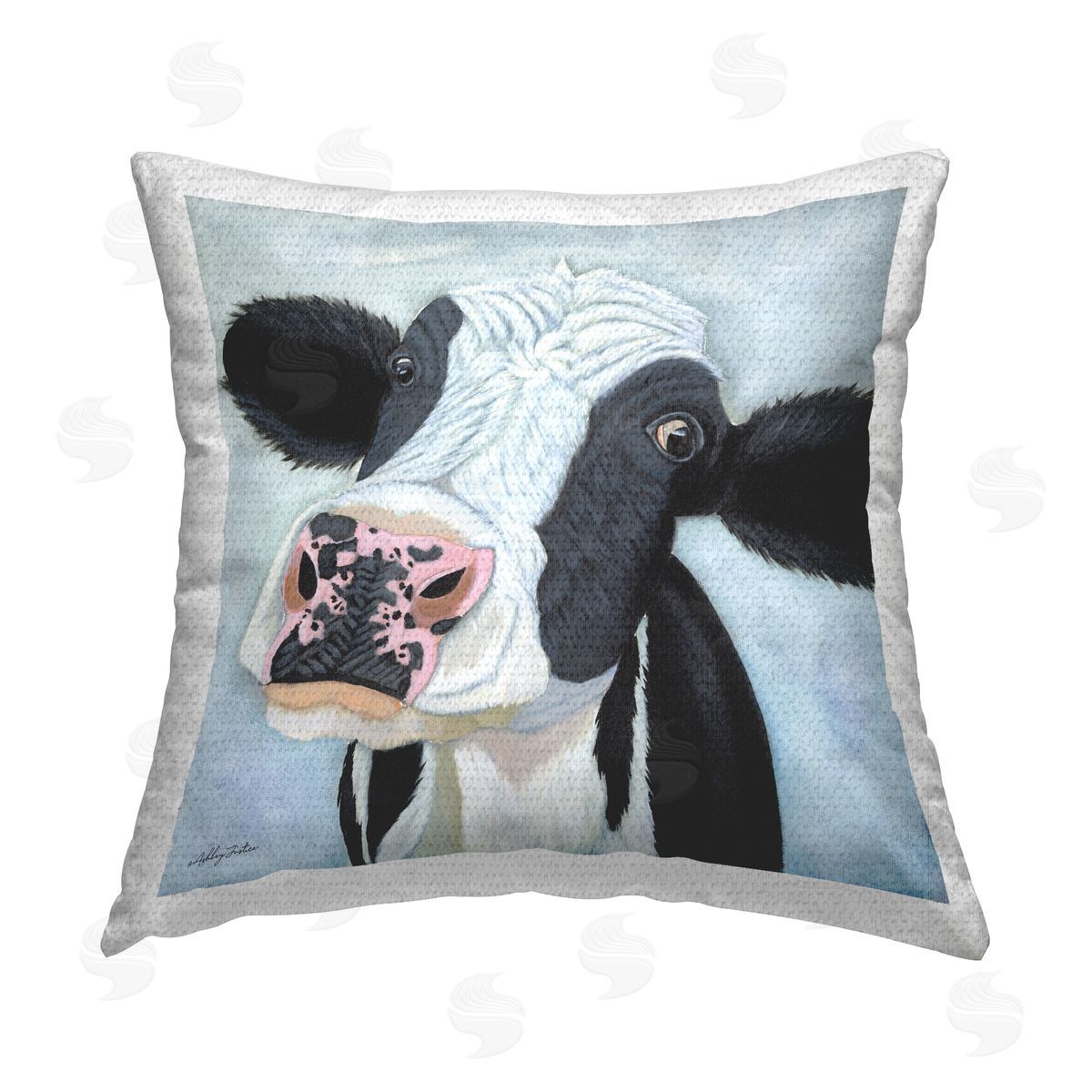 Ashley Justice Funny Cow Gaze Outdoor Quick-Dry Polyester Printed Throw Pillow