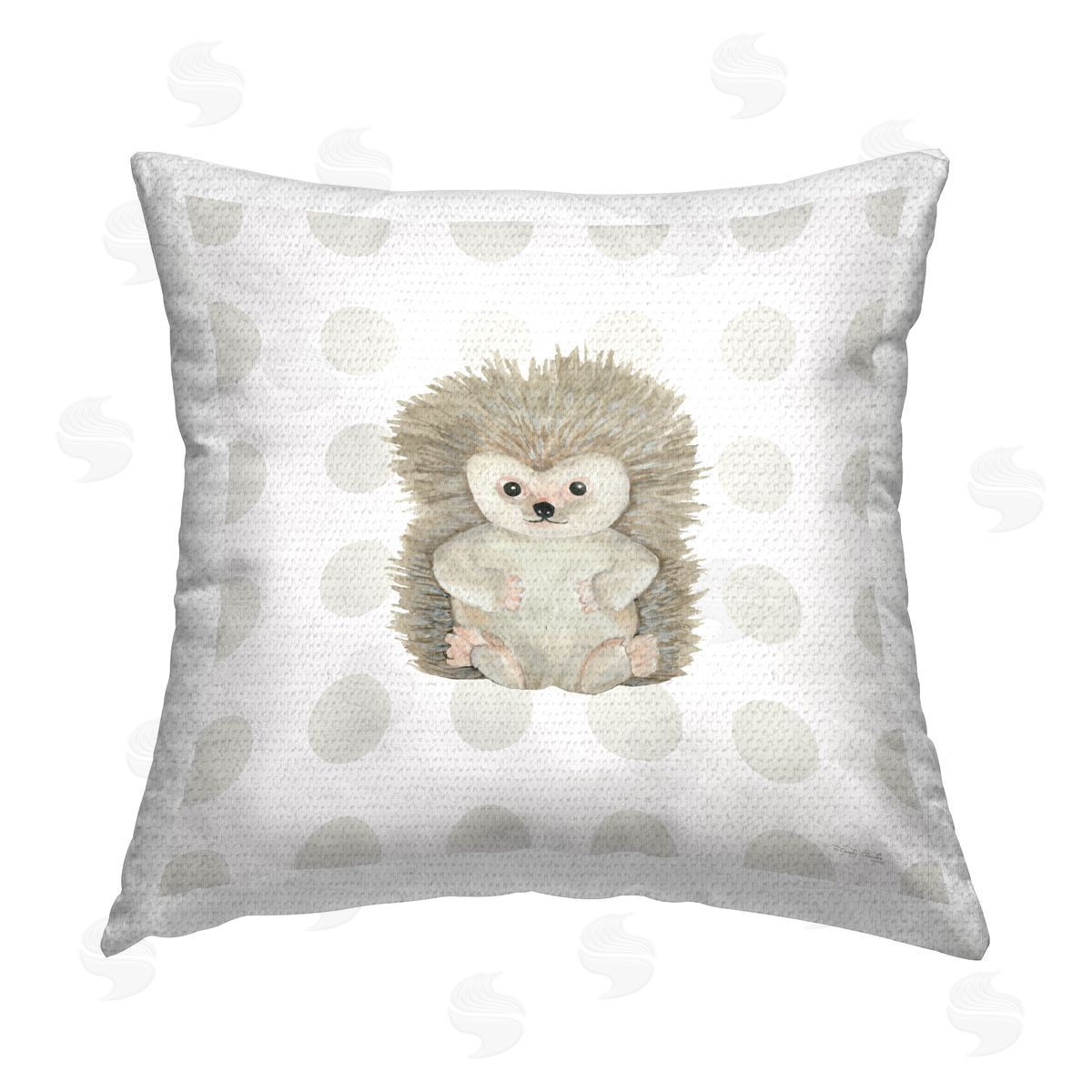 Cindy Jacobs Hedgehog on Dots Outdoor Quick-Dry Polyester Printed Throw Pillow