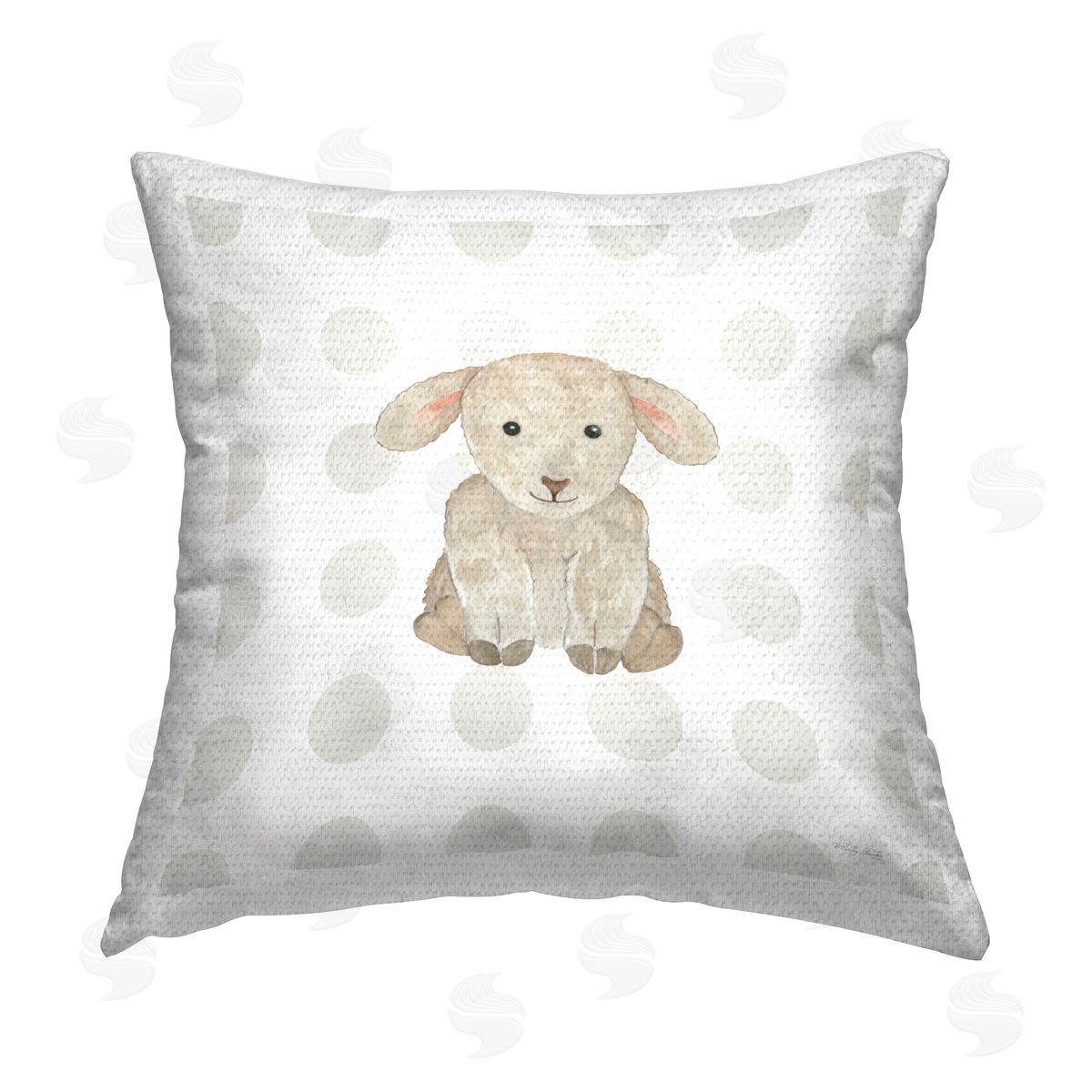 Cindy Jacobs Nursery Lamb on Dots Outdoor Quick-Dry Polyester Printed Throw Pillow