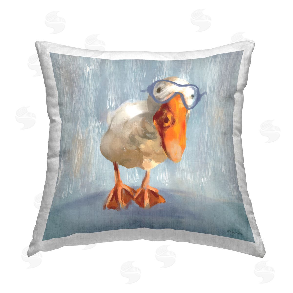 Molly Mattin Goose with Scooba Mask Printed Plush Polyester Throw Pillow