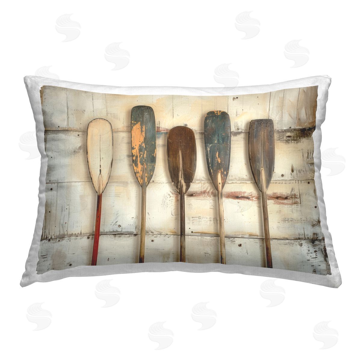 Arlington Prints Rustic Oar Lineup Printed Plush Polyester Throw Pillow