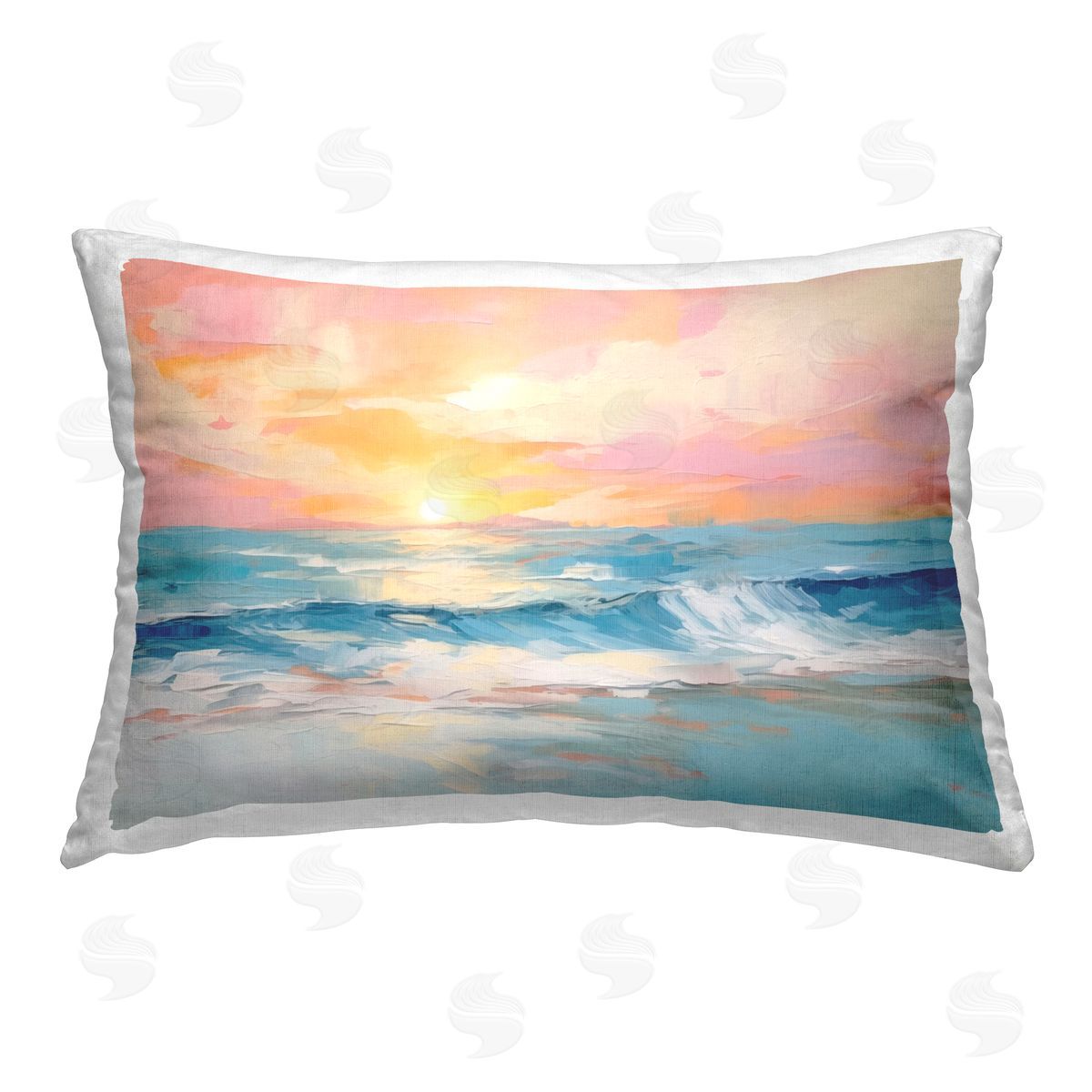 Arlington Prints Beach Waves Bright Sunset Printed Plush Polyester Throw Pillow