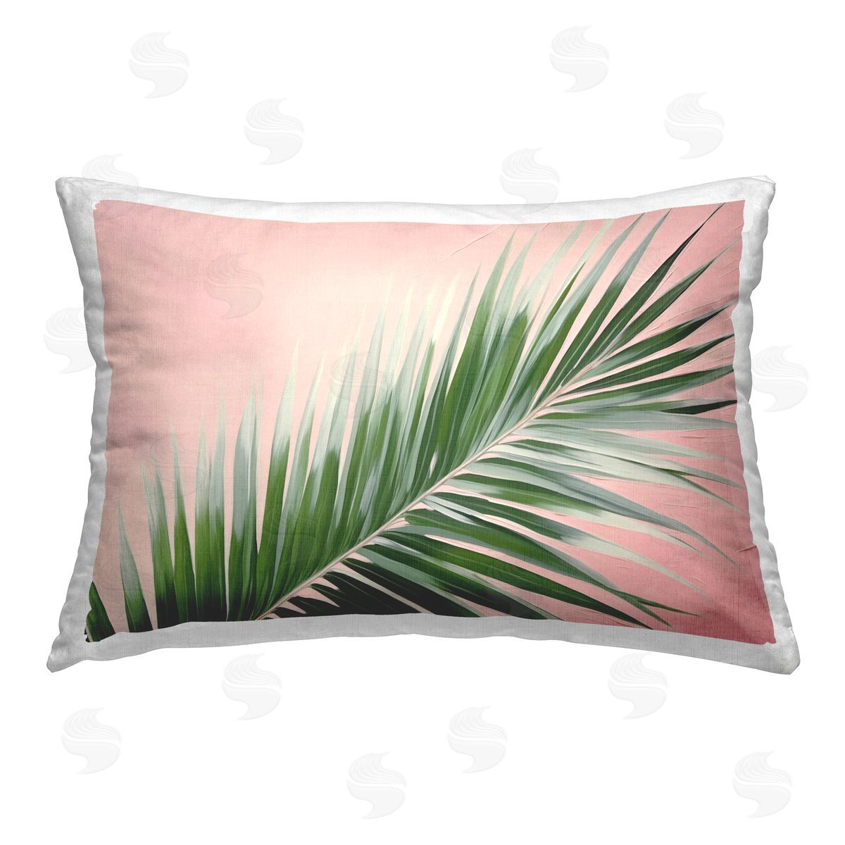 Arlington Prints Whispy Palm Leaf on Pink Printed Plush Polyester Throw Pillow