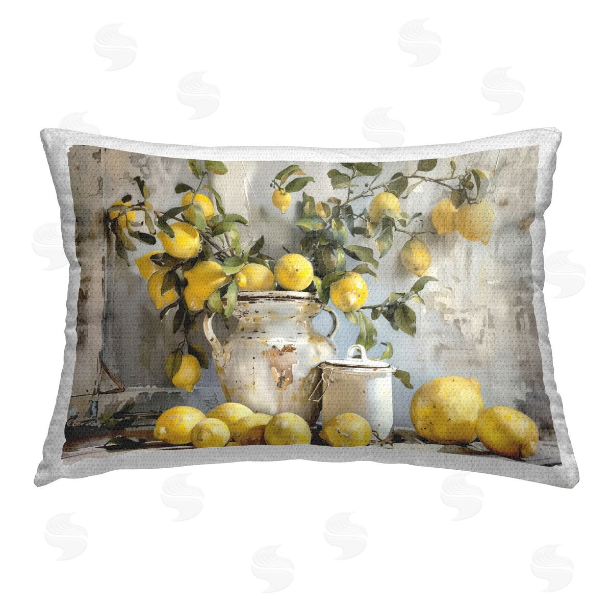 Arlington Prints Lemons & Canisters Still Life Outdoor Quick-Dry Polyester Printed Throw Pillow