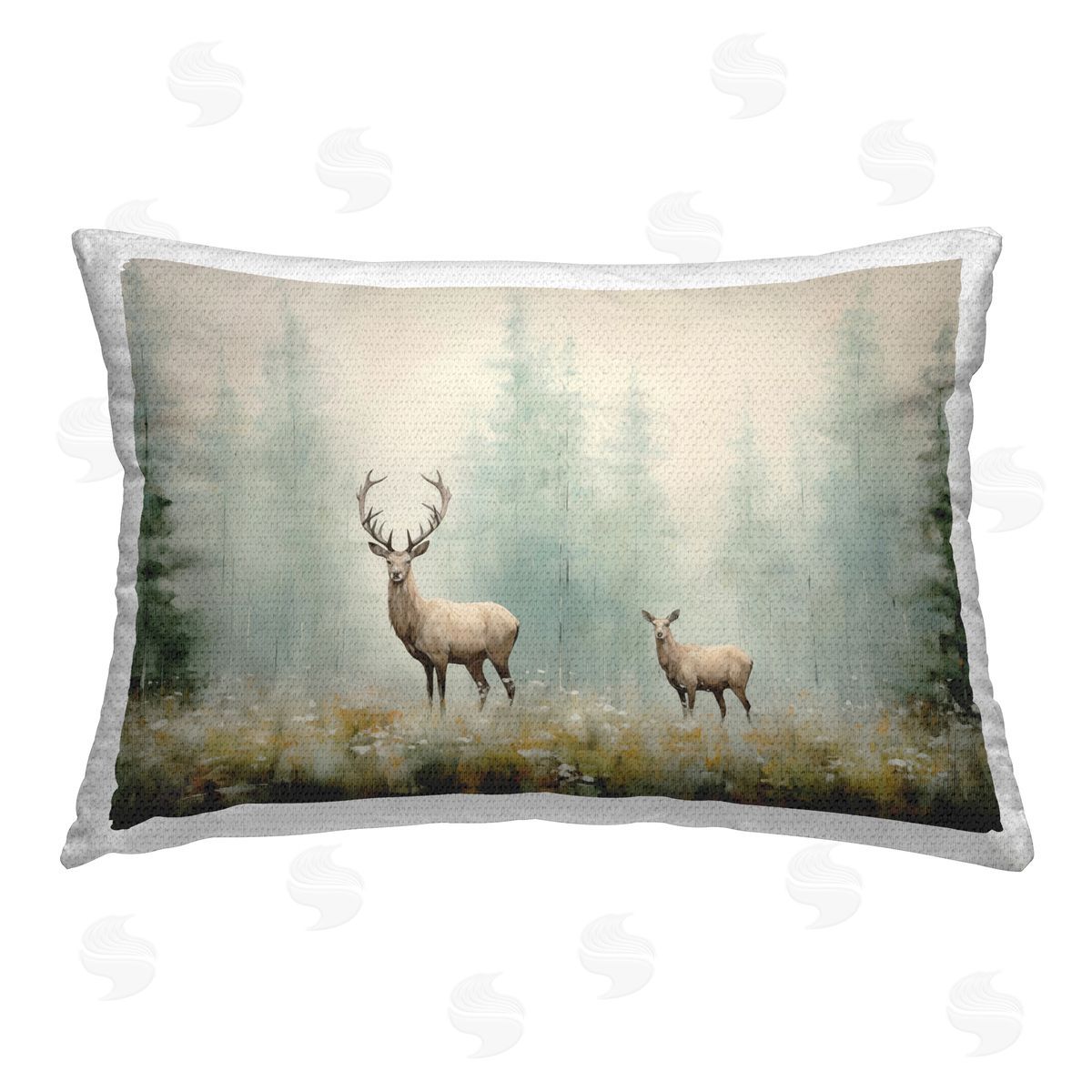 Arlington Prints Faraway Deer in Meadow Outdoor Quick-Dry Polyester Printed Throw Pillow