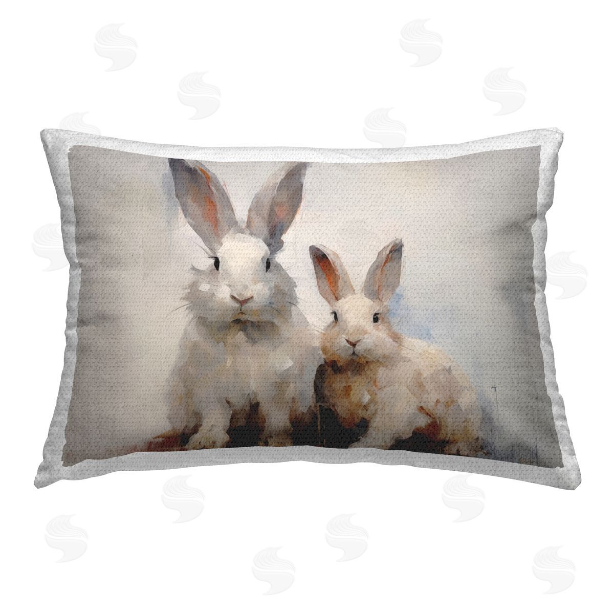 Arlington Prints Fluffy Spring Bunnies Outdoor Quick-Dry Polyester Printed Throw Pillow
