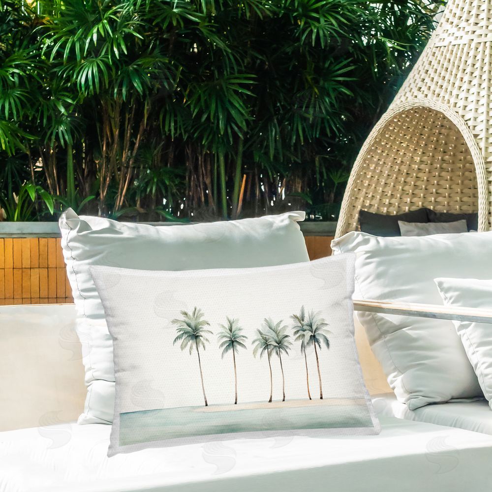Arlington Prints Summer Palms in a Line Outdoor Quick-Dry Polyester Printed Throw Pillow in Back Yard