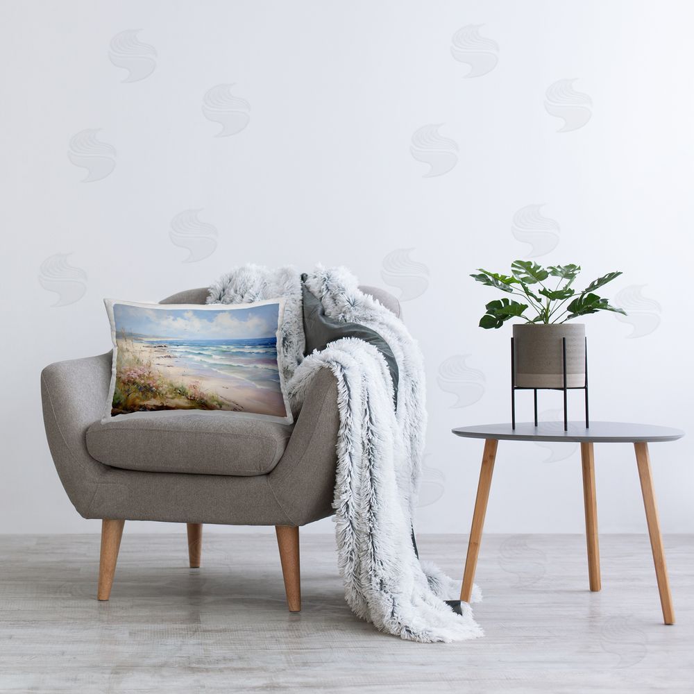 Franklyn Gregory Summer Coastal Waves Printed Plush Polyester Throw Pillow On Chair