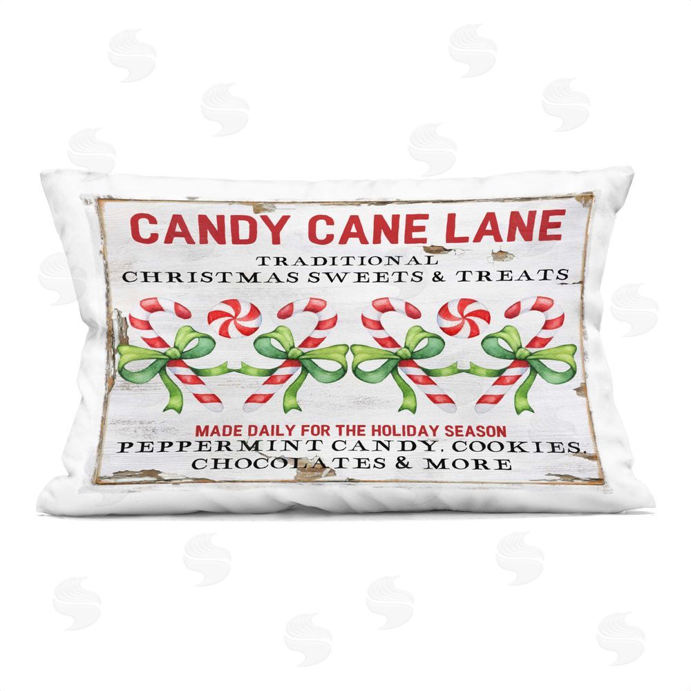 Creatif Belle Candy Cane Lane Sign Printed Plush Polyester Throw Pillow