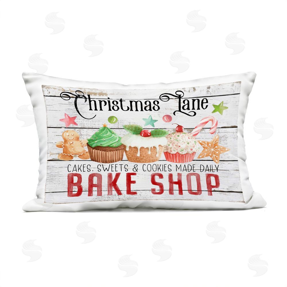 Creatif Belle Christmas Lane Bake Shop Outdoor Quick-Dry Polyester Printed Throw Pillow