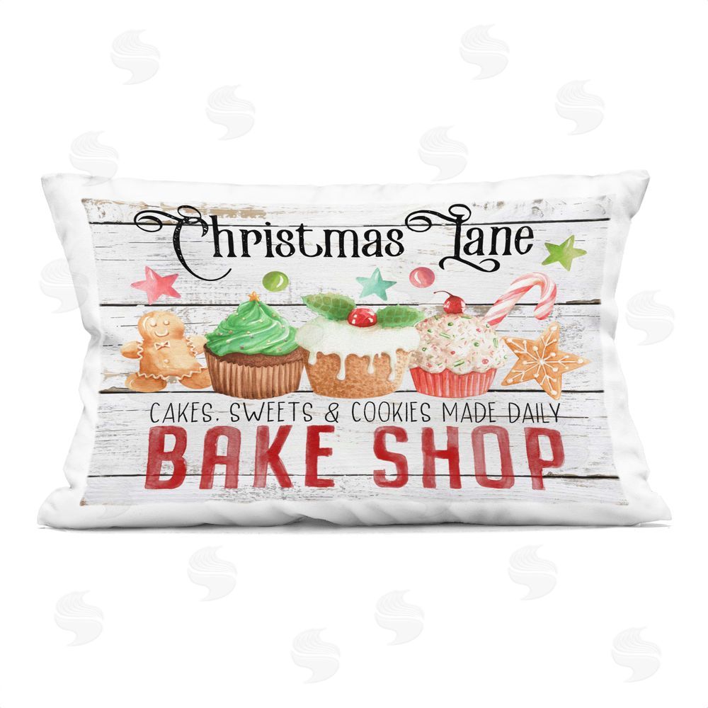 Creatif Belle Christmas Lane Bake Shop Printed Plush Polyester Throw Pillow
