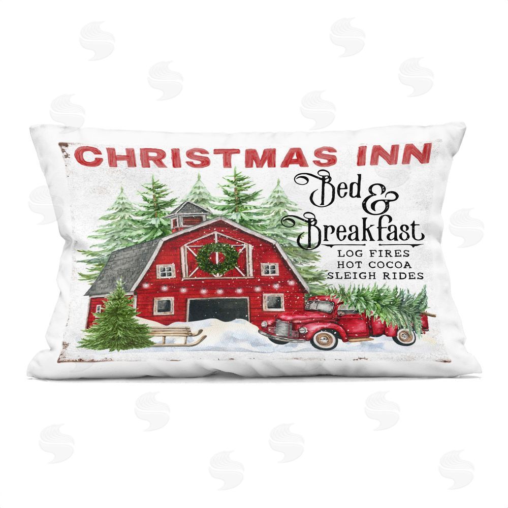 Creatif Belle Christmas Inn Shop Printed Plush Polyester Throw Pillow