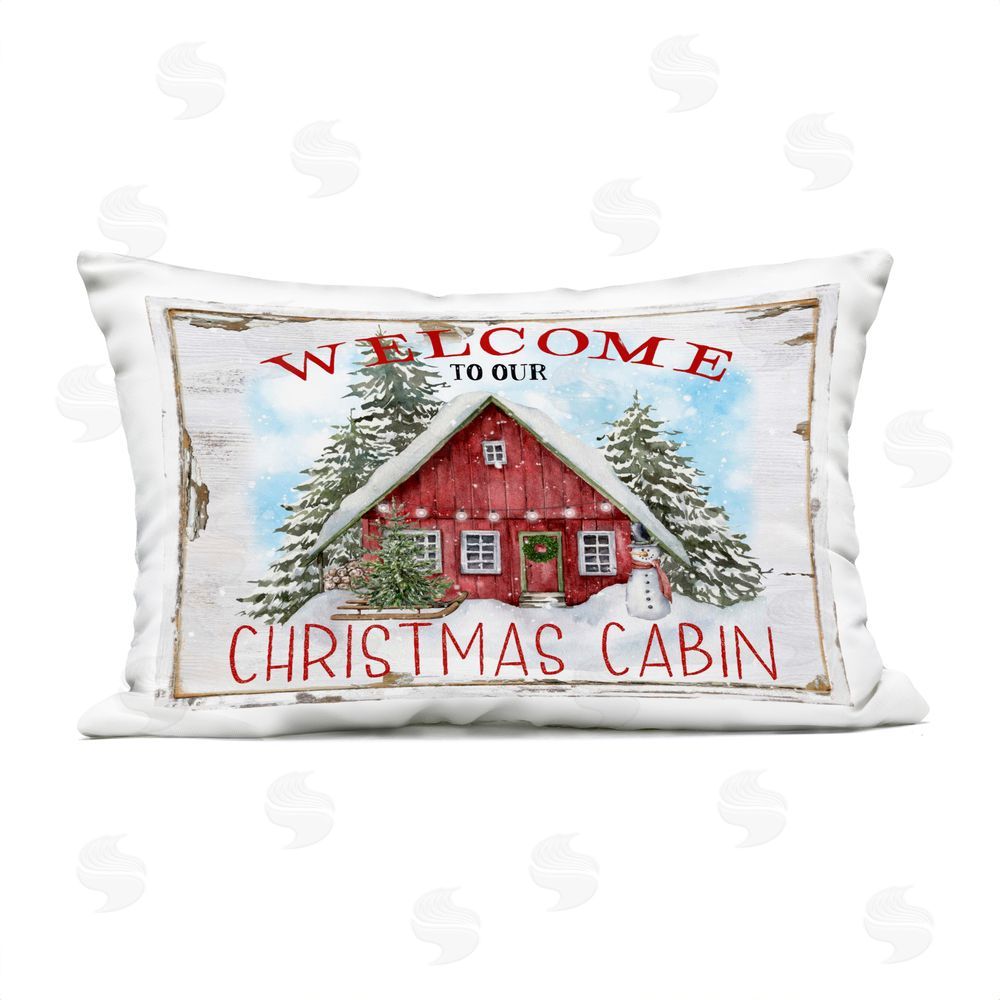 Creatif Belle Christmas Cabin Welcome Outdoor Quick-Dry Polyester Printed Throw Pillow
