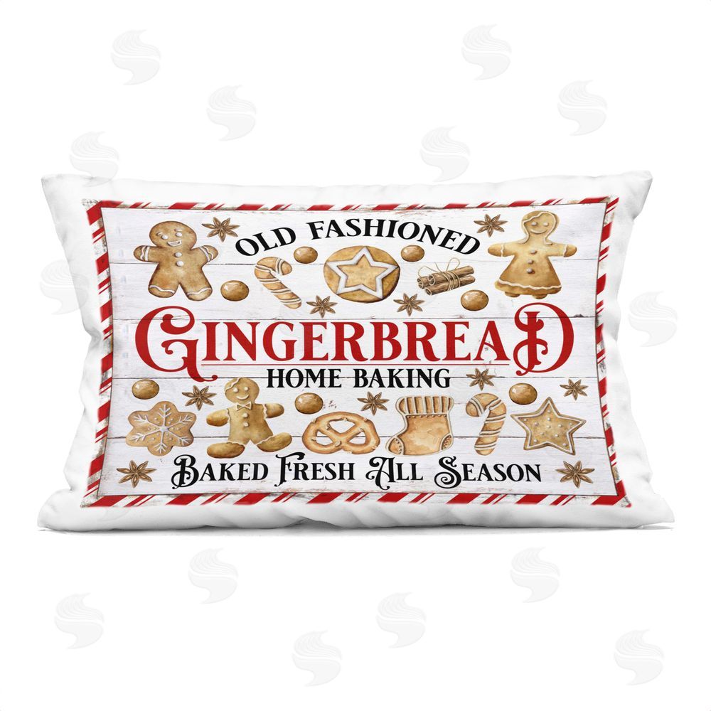 Creatif Belle Old Fashioned Gingerbread Printed Plush Polyester Throw Pillow