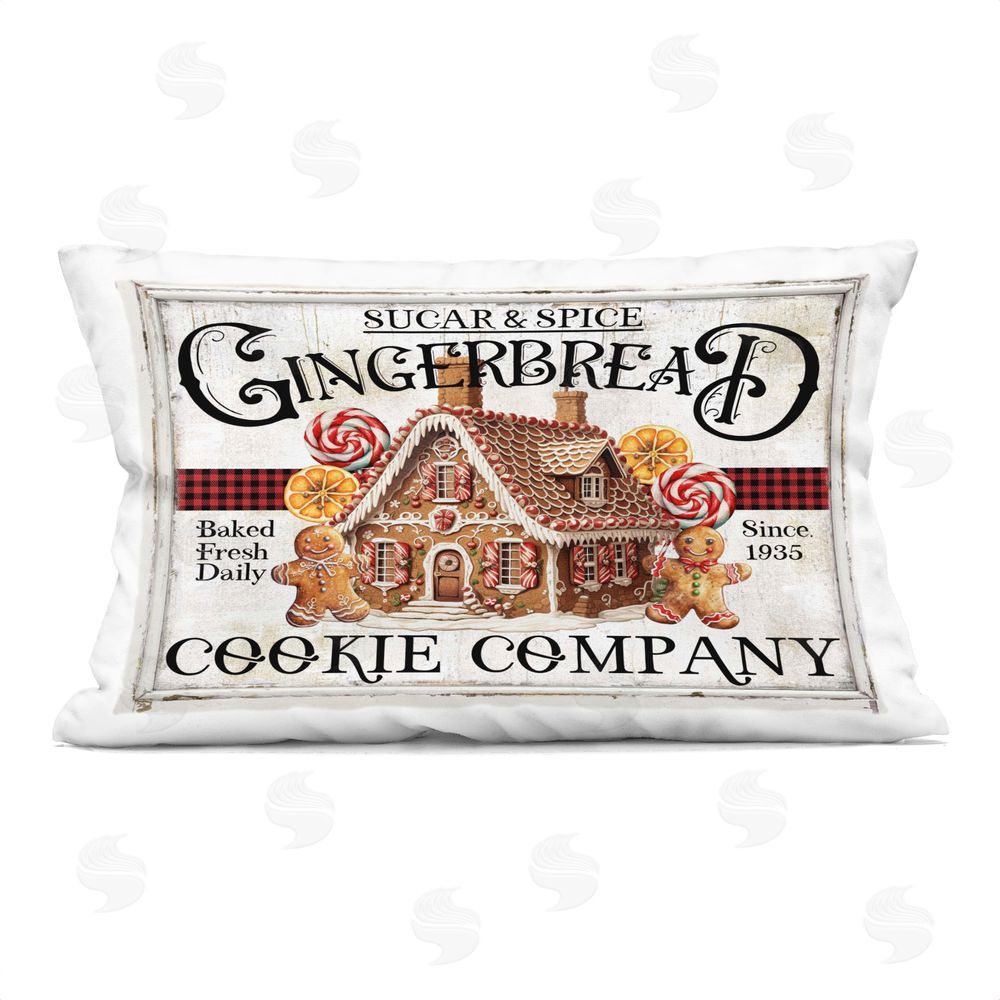 Creatif Belle Gingerbread Vintage Sign Printed Plush Polyester Throw Pillow