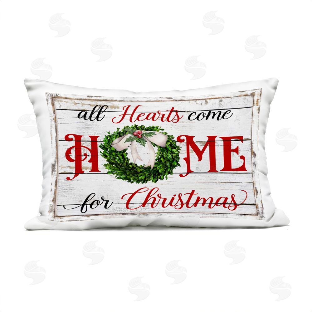 Creatif Belle Hearts Home For Christmas Outdoor Quick-Dry Polyester Printed Throw Pillow